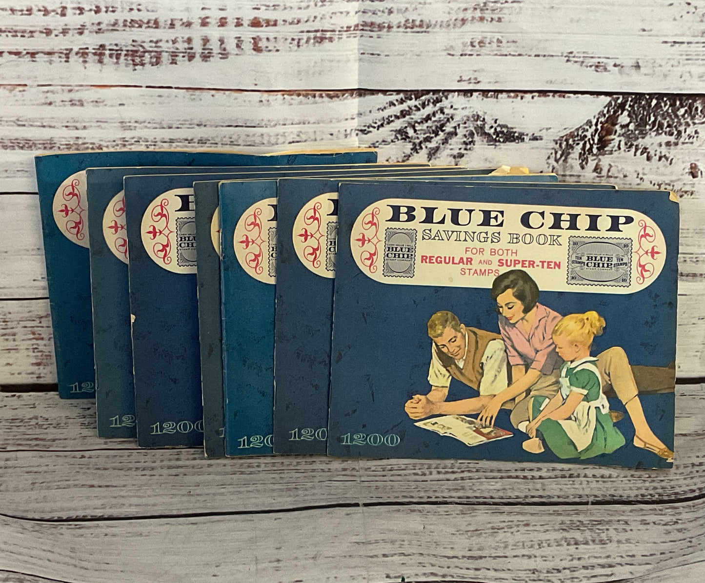 Vintage Lot of 10 Blue Chip Merchant Savings Stamp Books