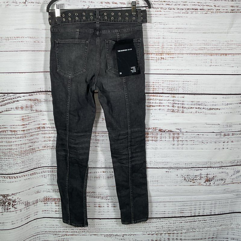 NWT KOOPLES Women's Black Paneled Belted Jeans- SZ 28