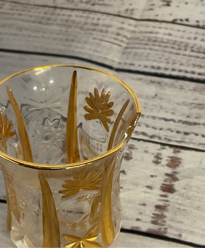 Vintage Gold Trim Tea Glasses Set of 6 Clear