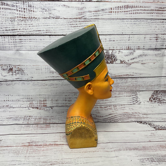 Vintage Bust Nefertiti Ancient Egypt Hand Painted Bust 12"