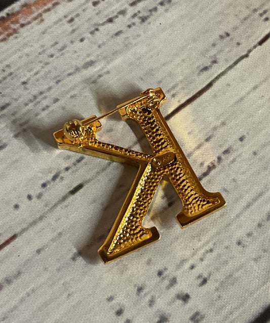 Anne Klein Gold Tone Vintage "K" Brooch