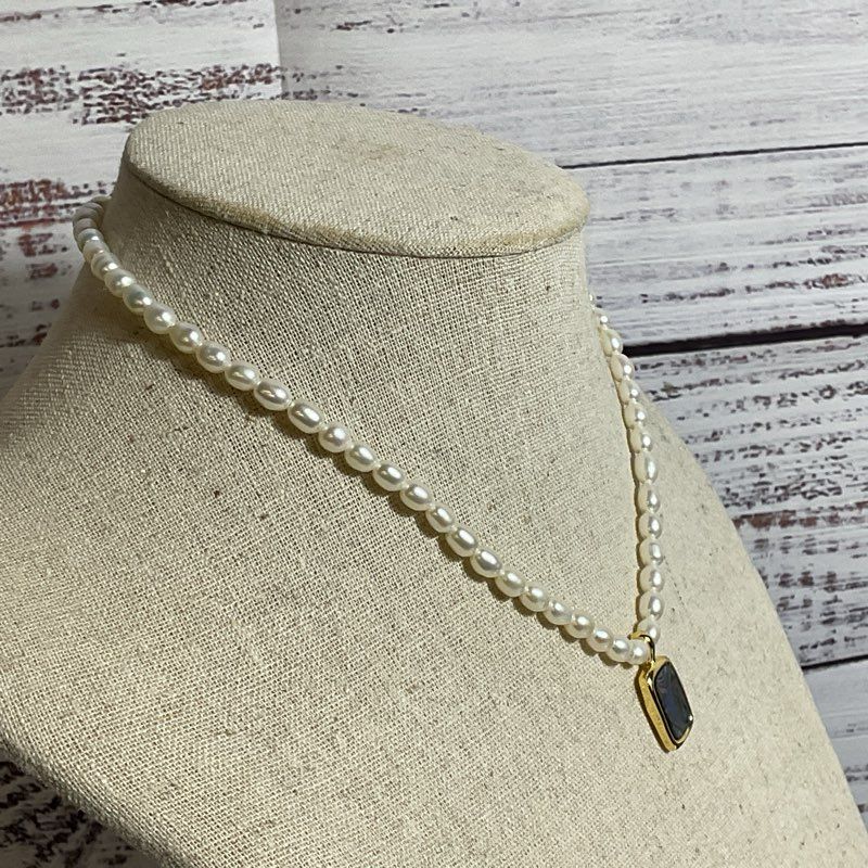 Gold Tone Abalone & Pearl 16" Necklace