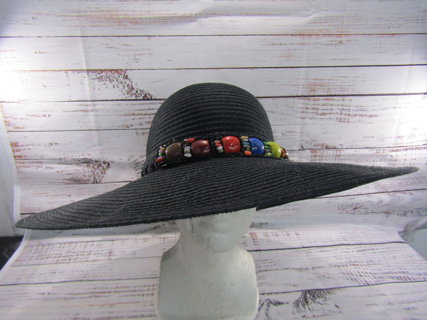 Giovannio Women's Black Wide Brim Embellished Hat Size M