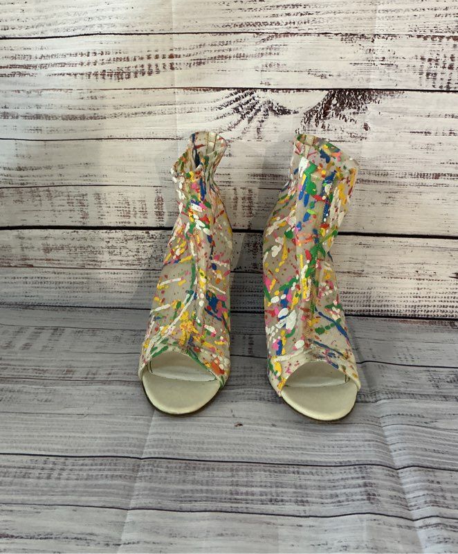Women's Jerome C. Rousseau Splatter Paint Print Ankle Booties Size 40