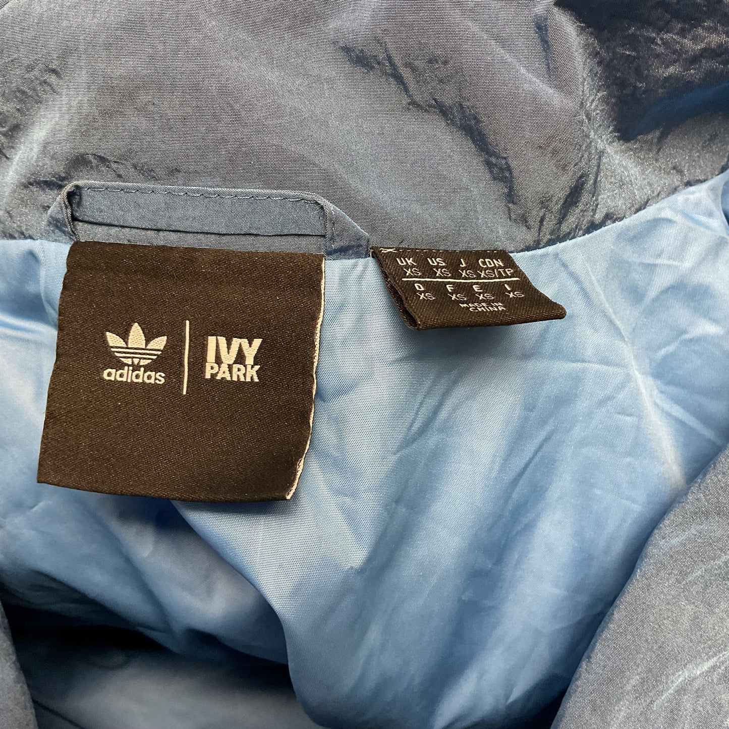 adidas x Ivy Park Blue Light Weight Polyester 3 Stripe Jacket - Size XS