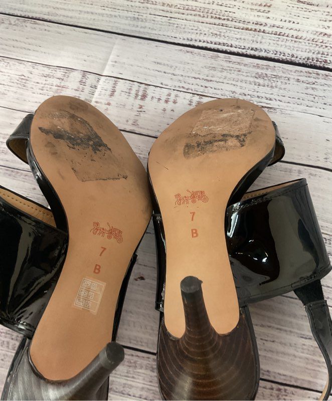 Women's Coach Black Patent Leather Sandal Size 7