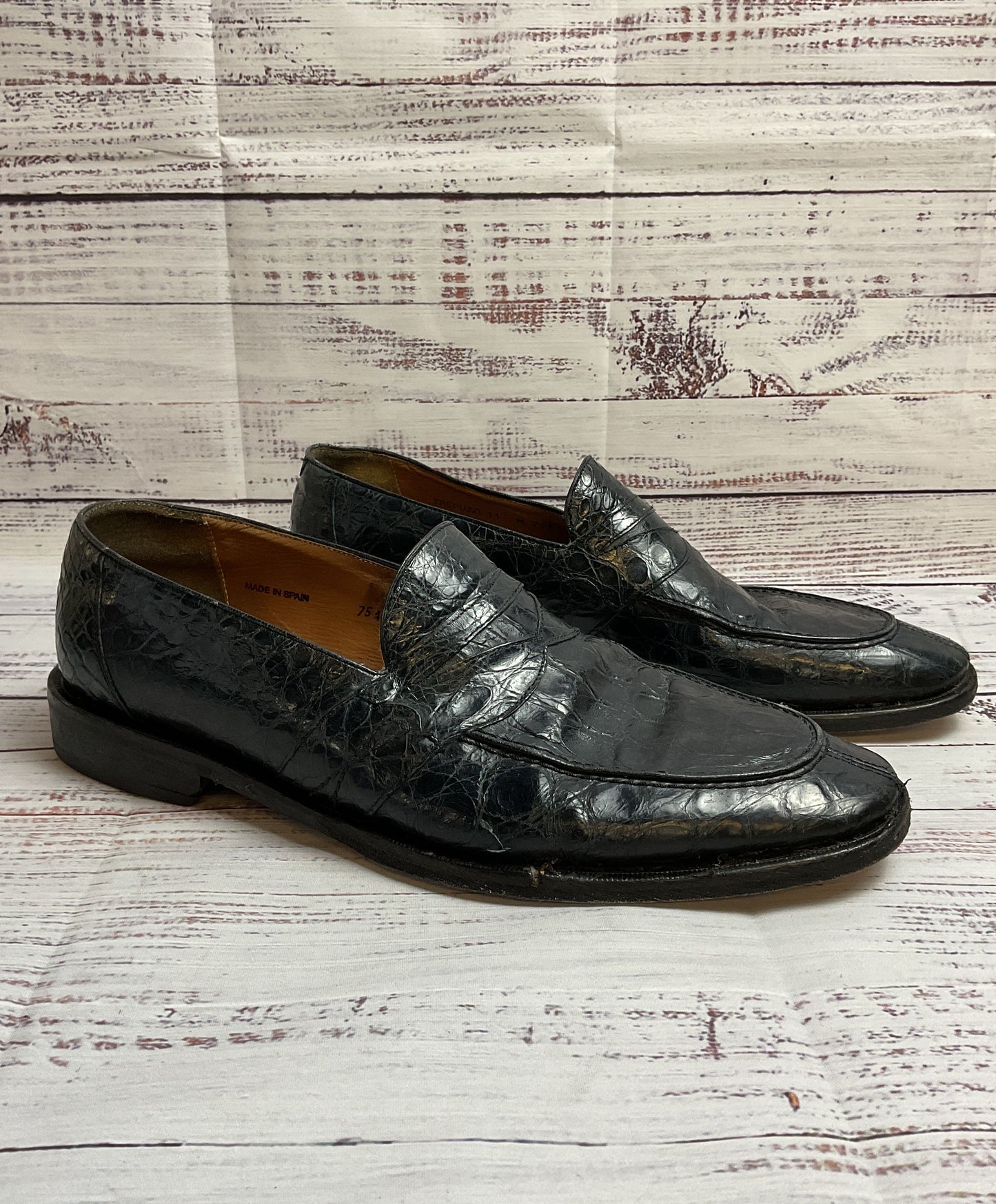 Mezlan Platinum Trepuzzi Black Leather Slip-On Loafer- Men's size 11