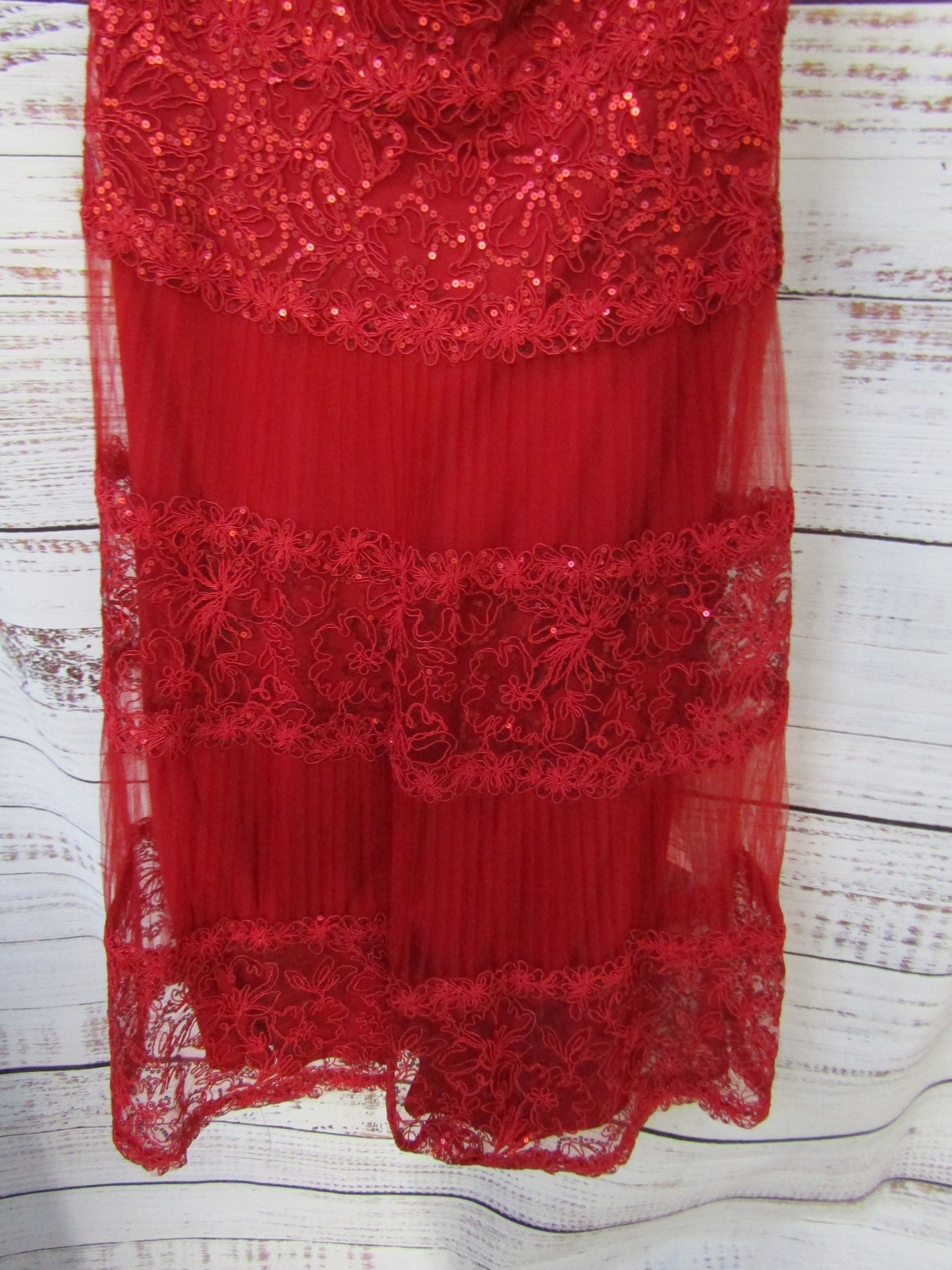 Tadashi Shoji Alya Women's Red Sequin Embroidered Dress Size 14