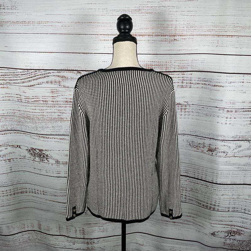 Anine Bing Dave Black & White Stripe Knit Cardigan Sweater Size S MSRP $180