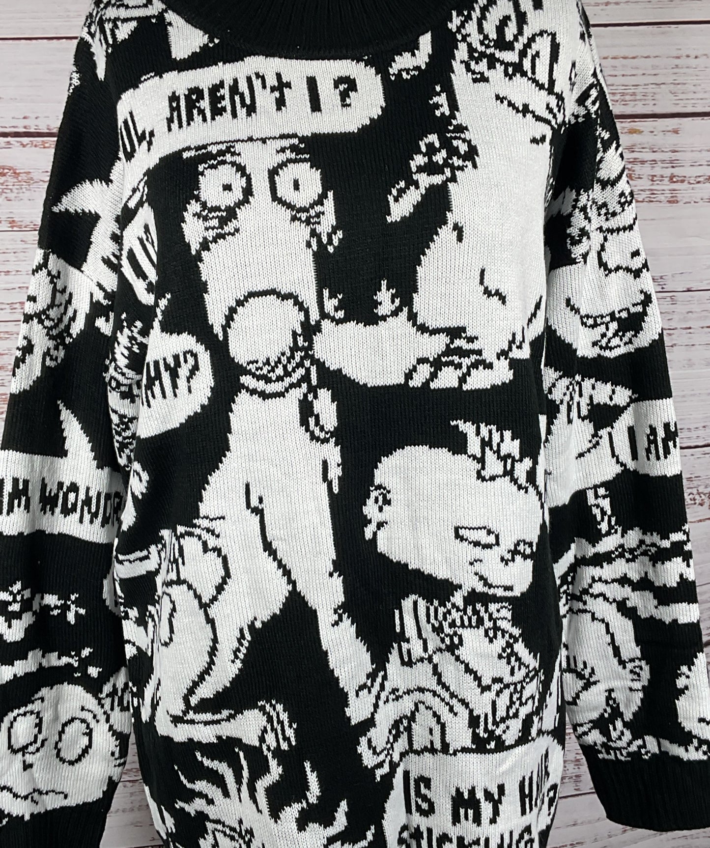 Dolls Kill Rugrats Thinking Too Much Knit Graphic Sweater Multicolor M/L