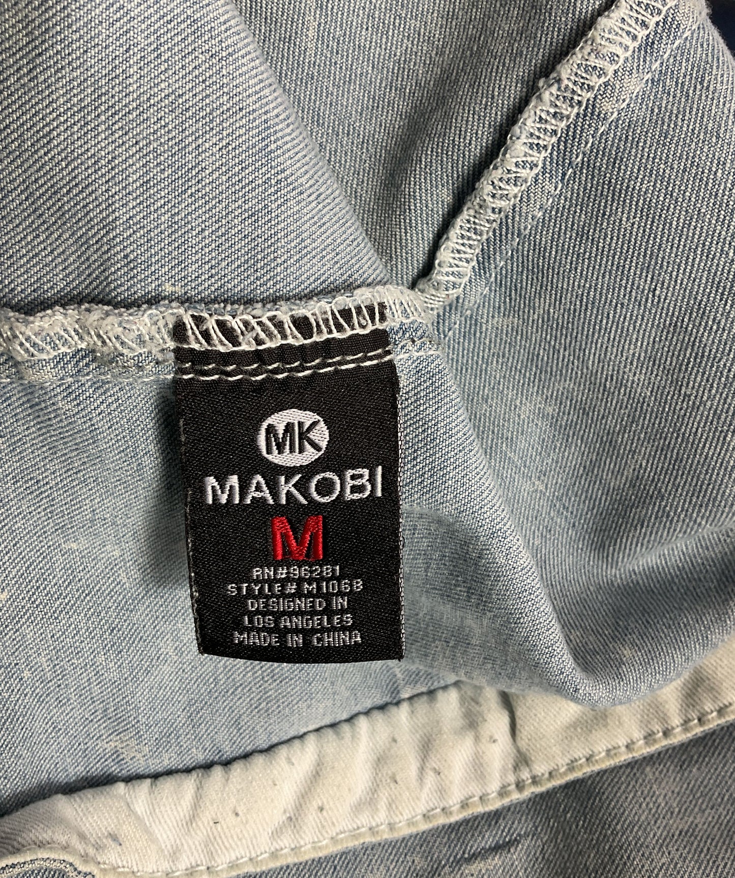 Makobi Flannel Sleeve Denim Jacket Multicolor M