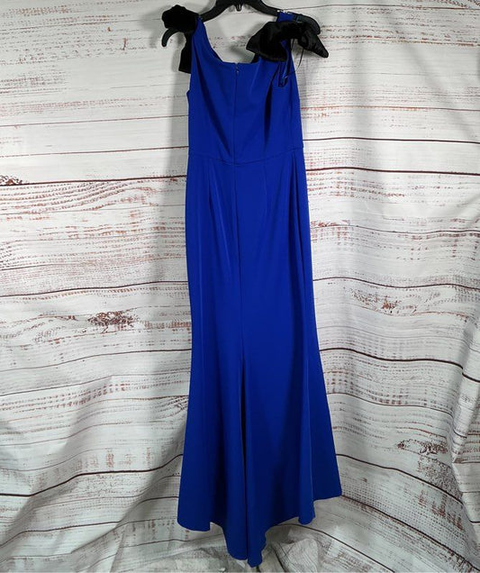 NWT Alberto Makali Royal Blue Maxi Dress with bows at shoulders Size 2