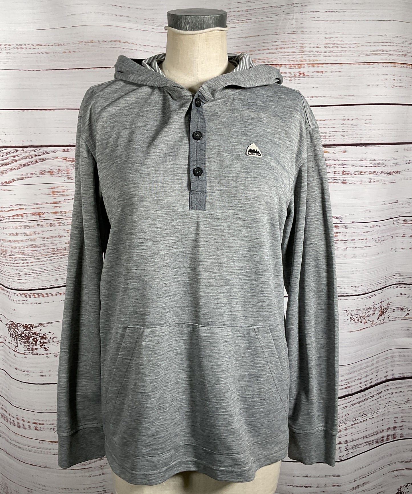 Burton Dexter Hooded Long Sleeve Henley Gray L