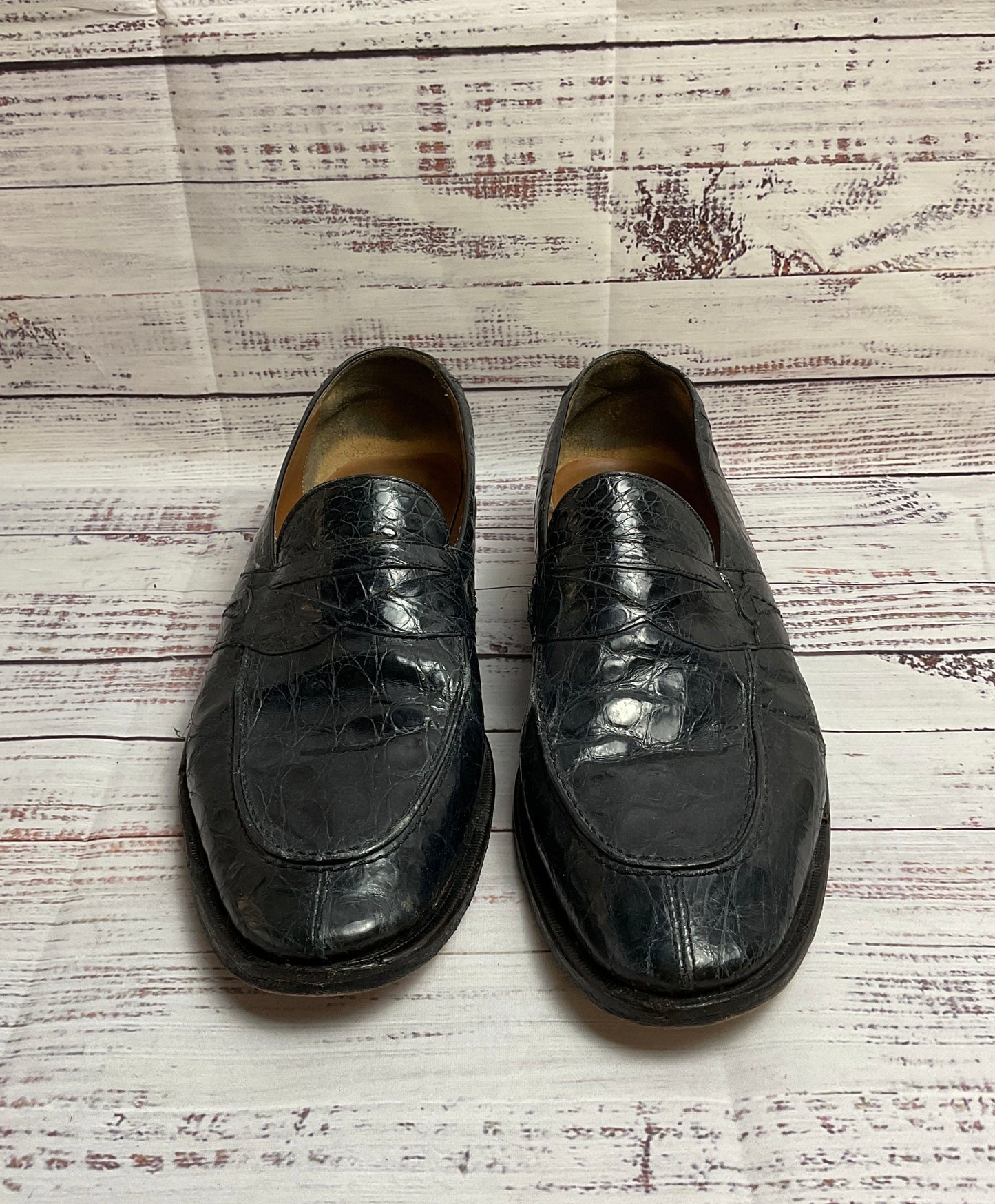 Mezlan Platinum Trepuzzi Black Leather Slip-On Loafer- Men's size 11