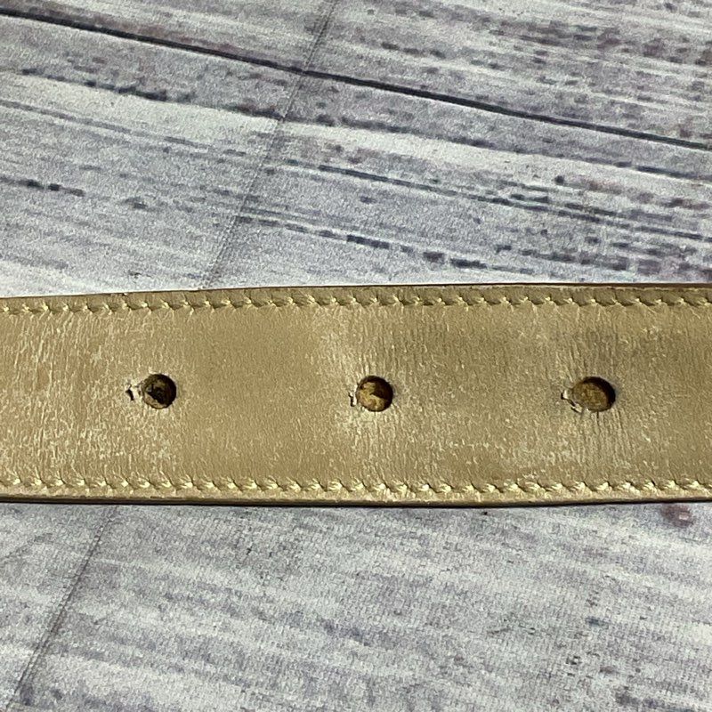 Salvatore Ferragamo Gold Tone Gancini Buckle Light Tan Leather Belt 236091 32 in