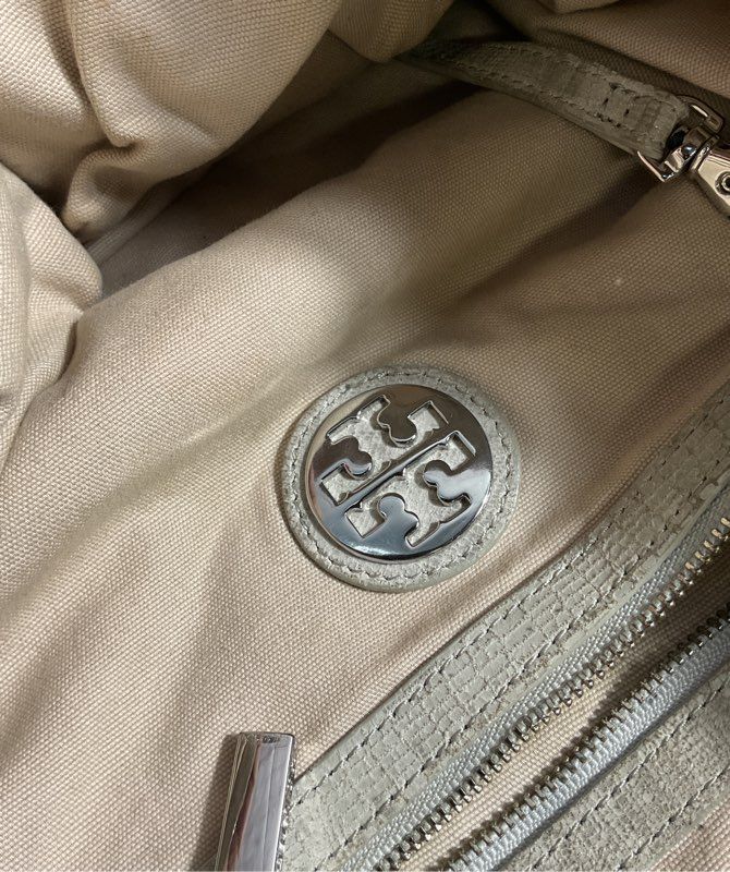 Tory Burch Women's Misty Gray Leather Tote Shoulder Bag