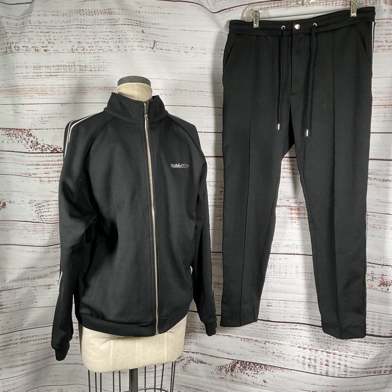 MITCHELL & NESS Jasper Knit Men's Black Jacket & Drawstring Pants- SZ L