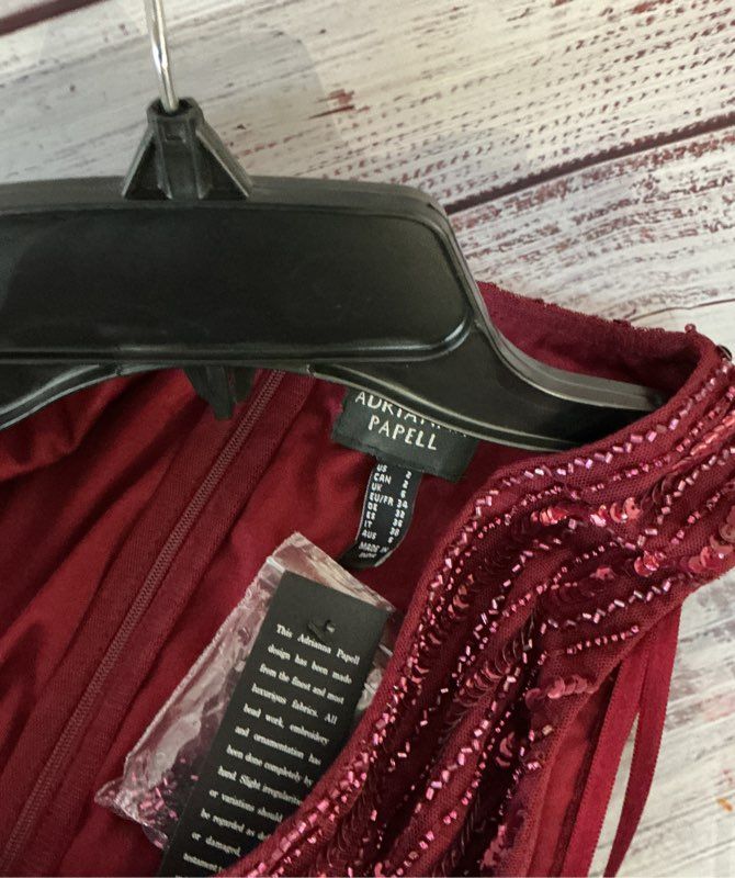 NWT Women's Adrianna Papell Ruby Red Beaded Dress Size 2 Retail $349