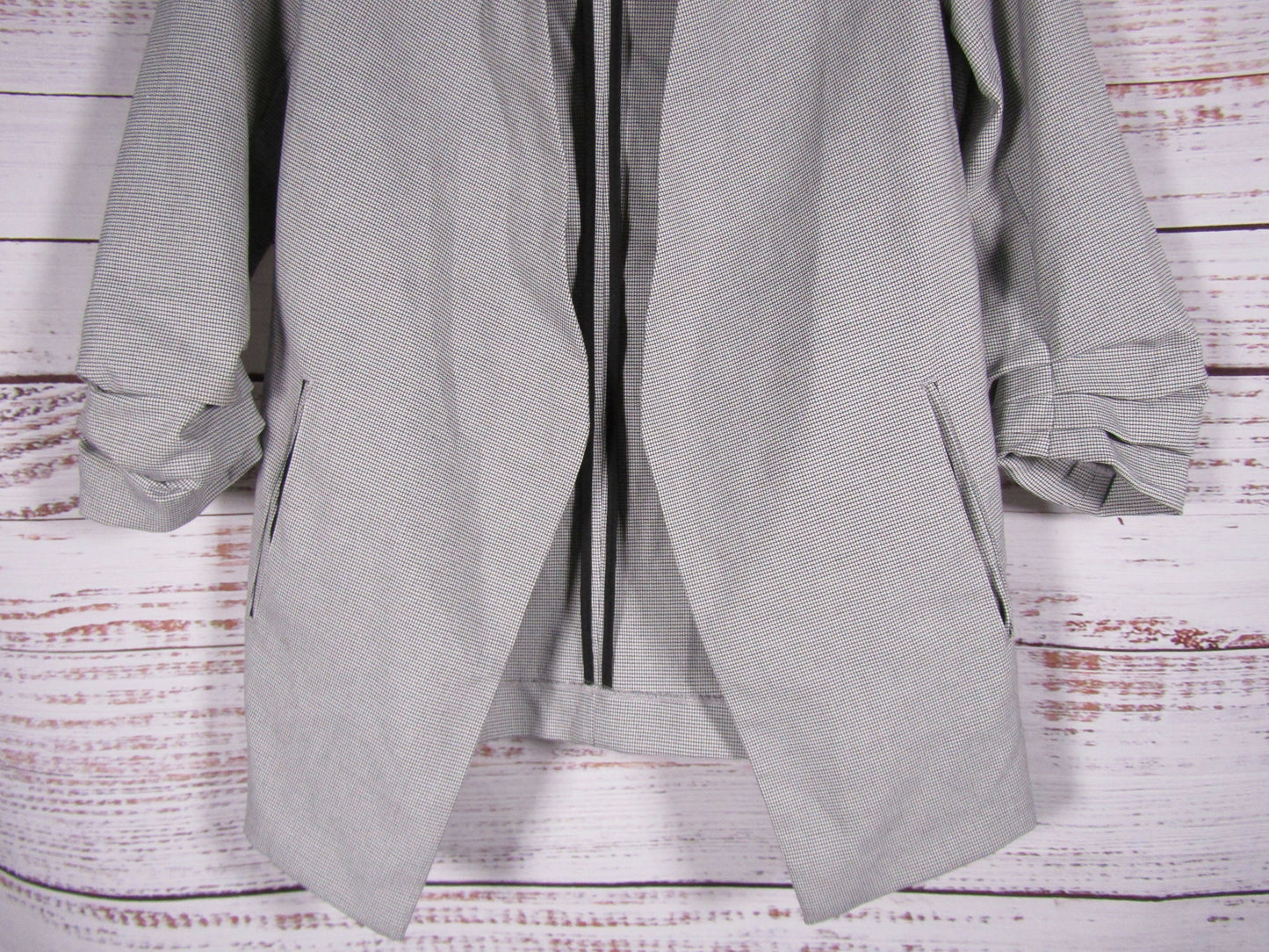 Maison d' Amelie Women's Black & White Gingham Plaid Blazer Jacket Size S