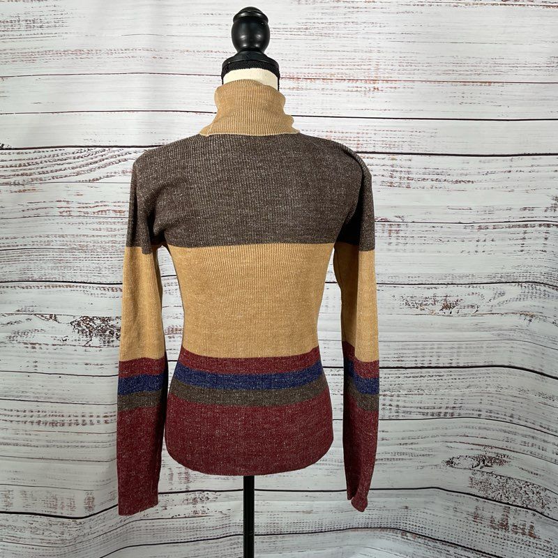 VTG. GALAXY KNITS BY FAD Women's Colorblock Turtleneck Sweater- SZ M