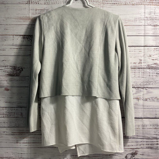 Patrizia Luca Milano Twofer Faux Suede Gray/White Wrap Cardigan Jacket - Size S