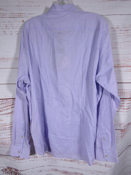 Ted Baker Men's Purple Linen Blend Long Sleeve Button Down Shirt Size XXL