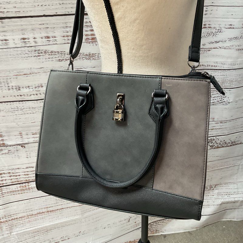 DAVID JONES Women's Black/Gray Leather & Suede Crossbody/Shoulder Bag