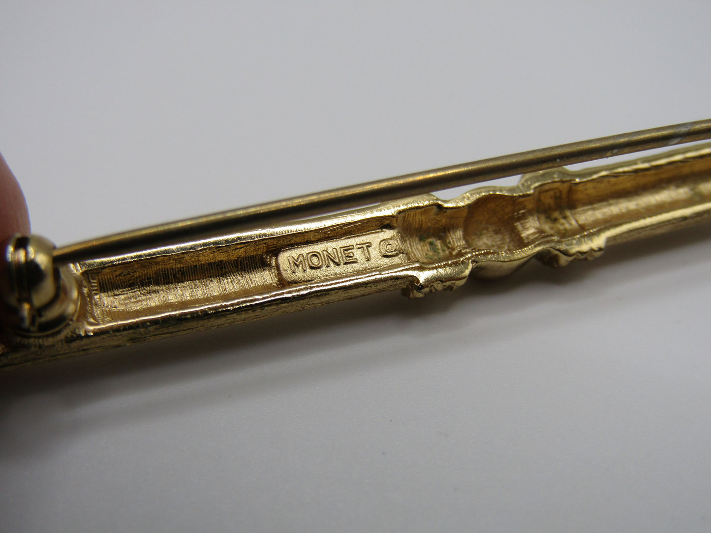 Vintage Monet Gold Plated Bar Brooch Pin