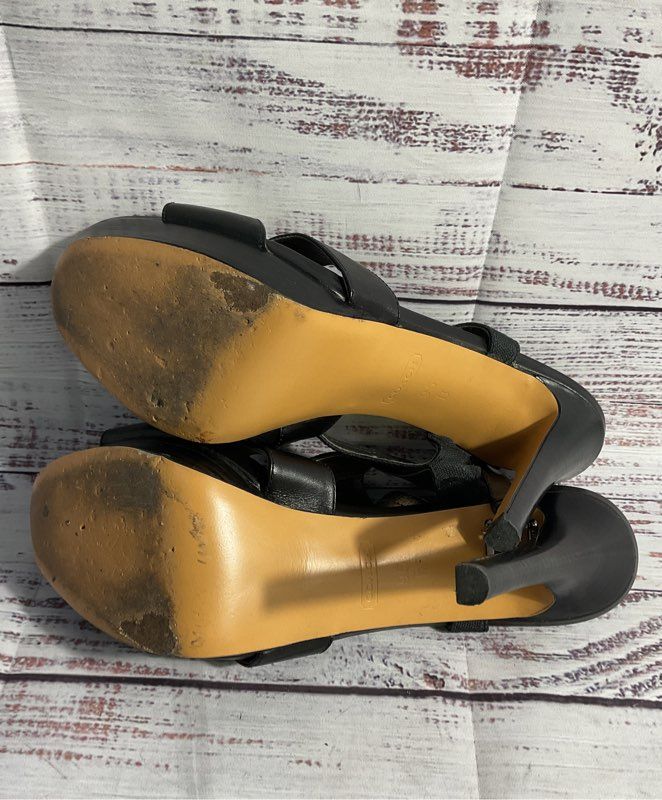 Women's Coach Slingback Black Front Logo Heels Size 9.5B