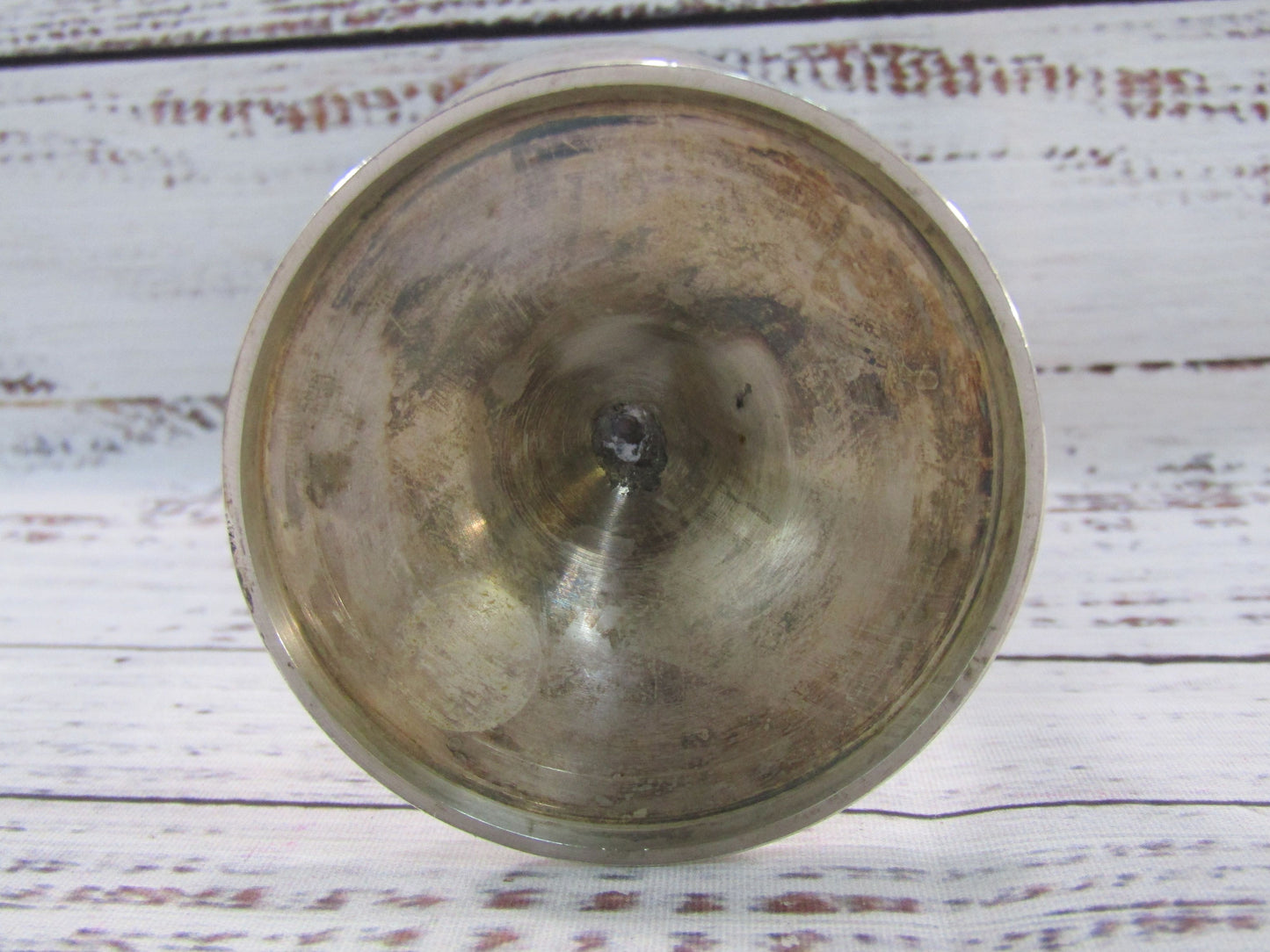 Vntg Silver Plated Grapevine Etched Hebrew Inscription Star of David Kiddush Cup