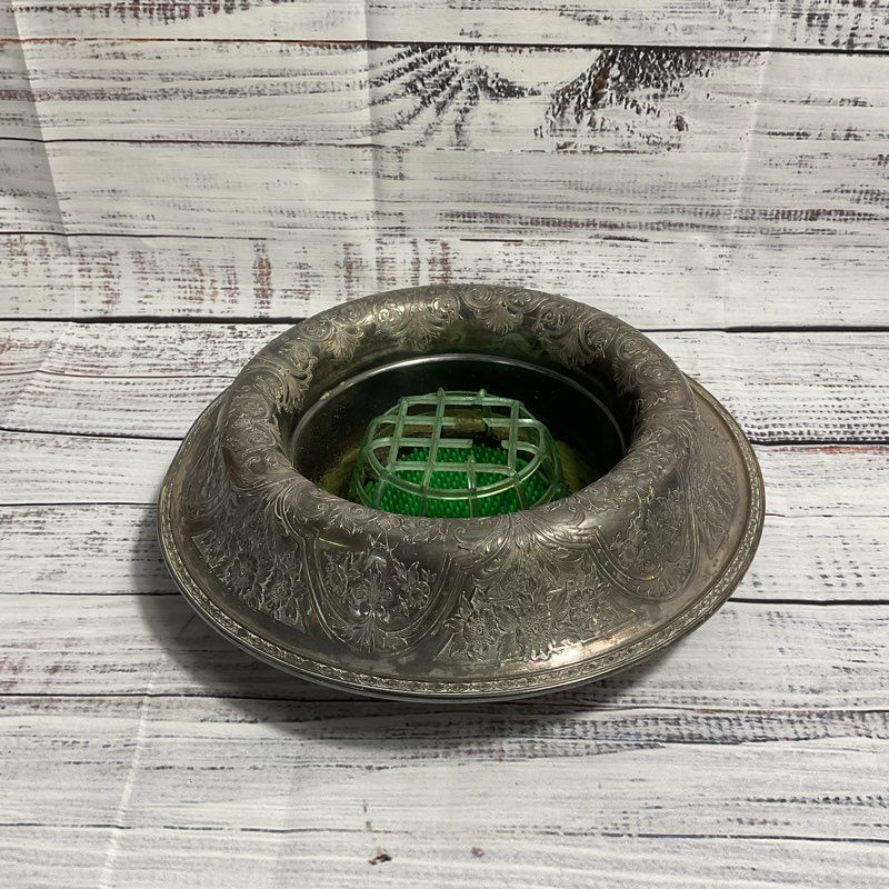 VTG. Wilcox S.P. Co. Silverplate Flower Frog Spiked Planter Tray, Missing Lid