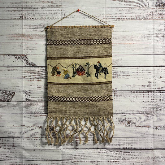 Thorkild Lesotho African Knit Wool Tapestry Family Motif 16" Hanging Wall Art