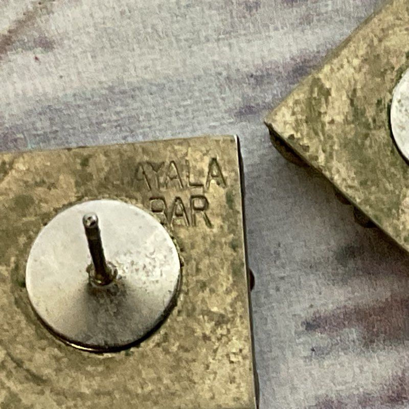 AYALA BAR Silver Tone & Rhinestone .5" Square Earrings (NO BACKINGS)
