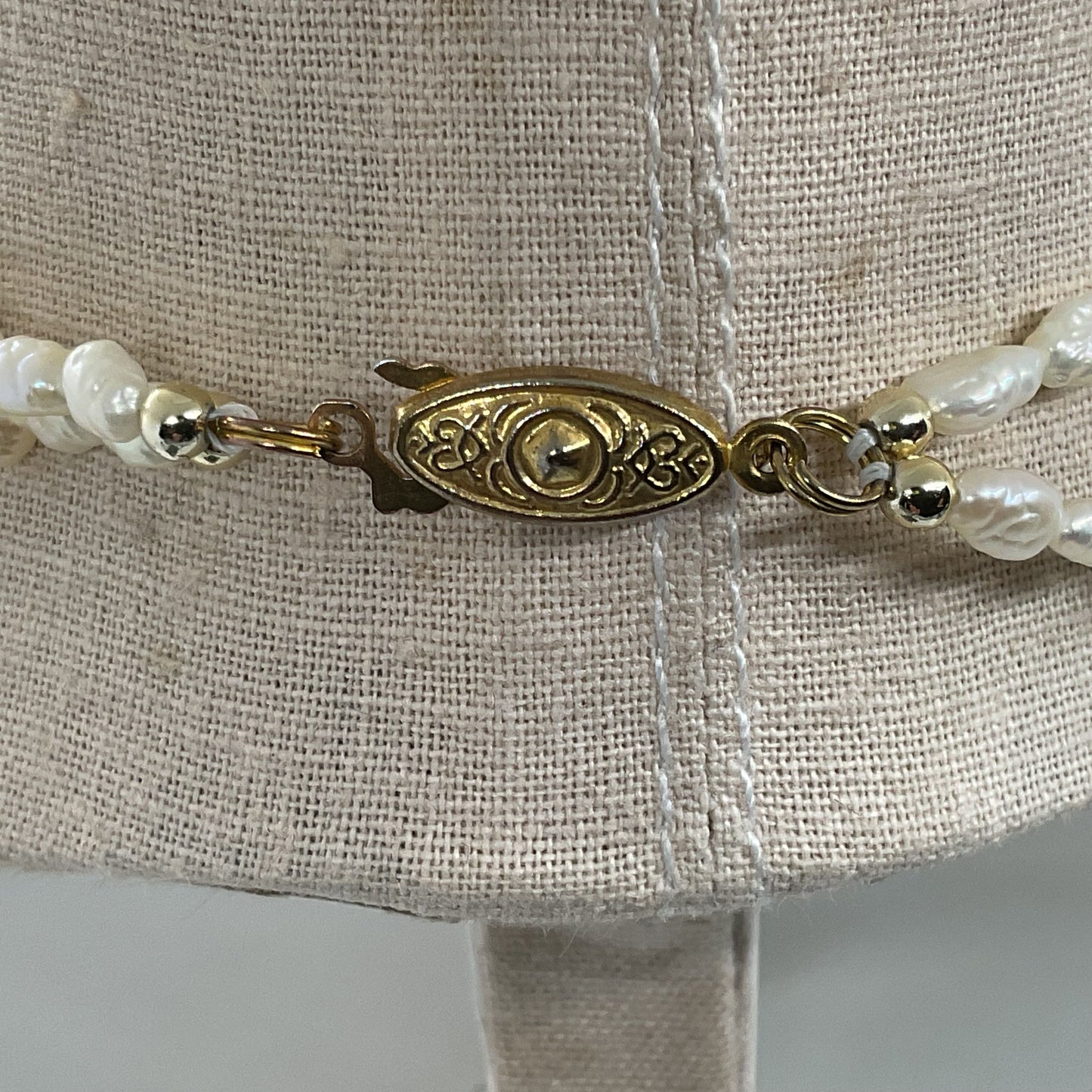 VTG. Freshwater Rice Pearl Double Strand Beaded Necklace- 20"