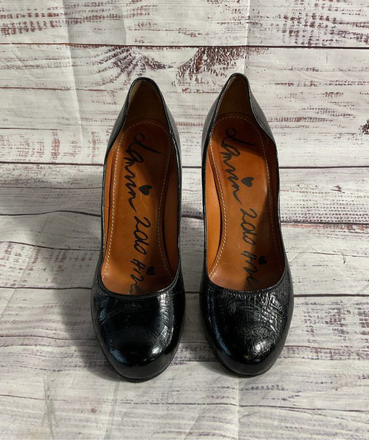 LANVIN Hiver 2010 Simple Black Patent Leather Pumps Size 37 EU/ 6 US