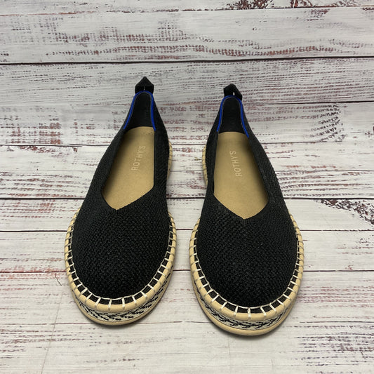 Rothy’s Boardwalk Black Stripe Knit Espadrille Fats Loafers Shoe Women Size 8