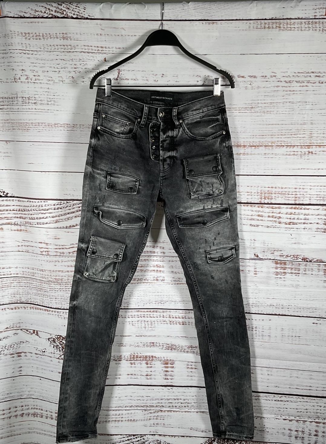 ArtMeetsChaos Skinny Cargo Jean Charcoal Punk- Size 30