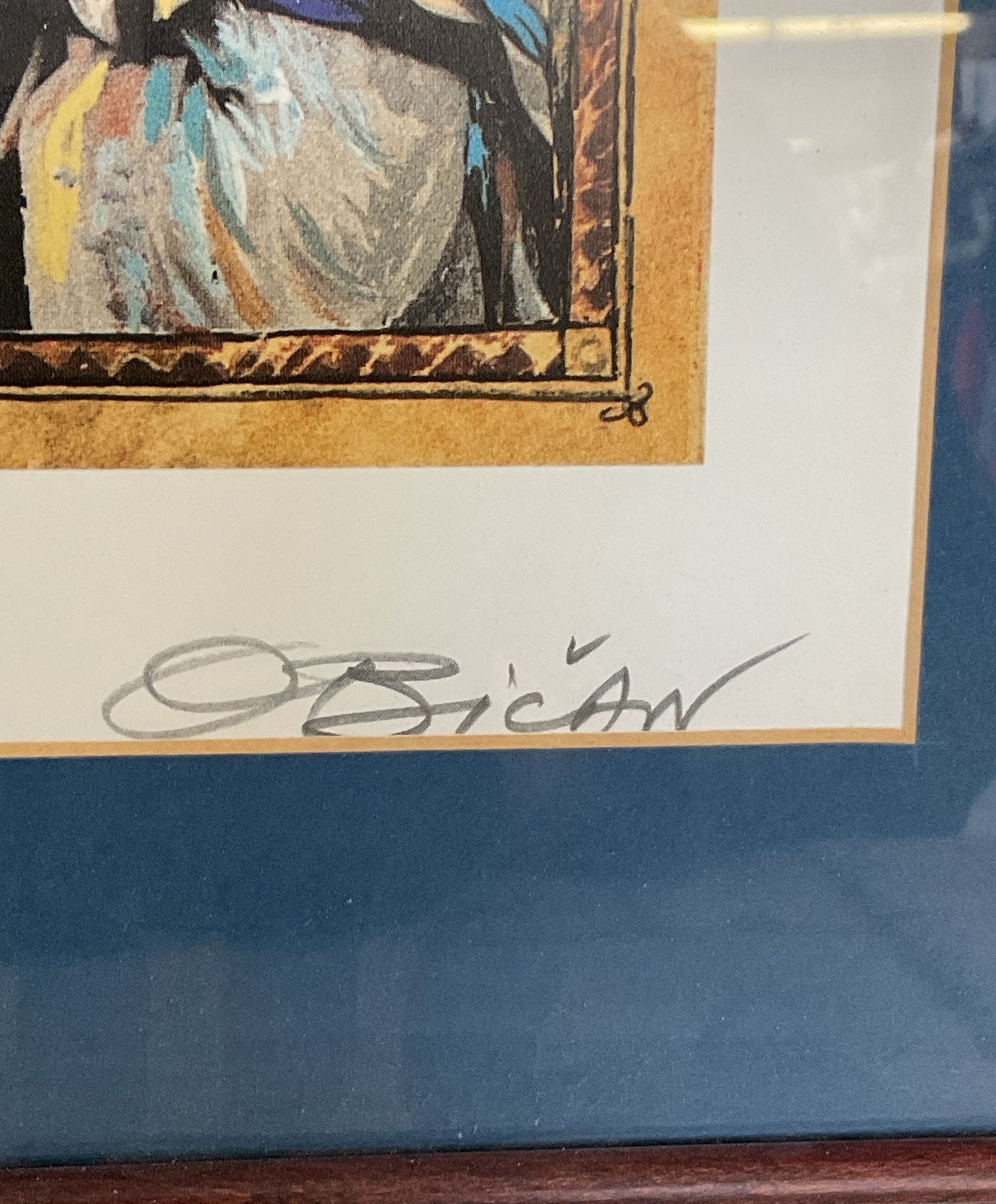 Rabbi and Young Boy (Bar Mitzfah) Framed Lithograph by Jovan Obican Signed