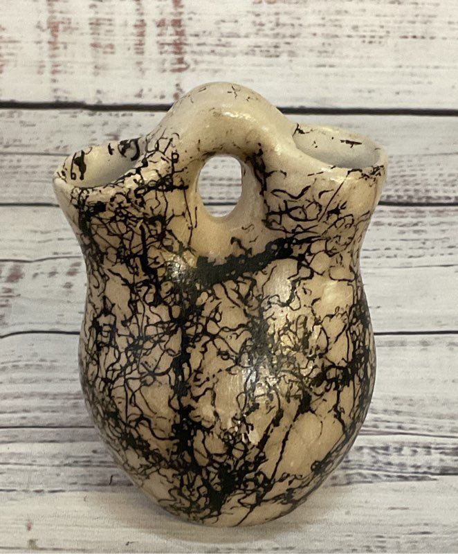 Vintage Navajo Cowboy Sand Vase Beige