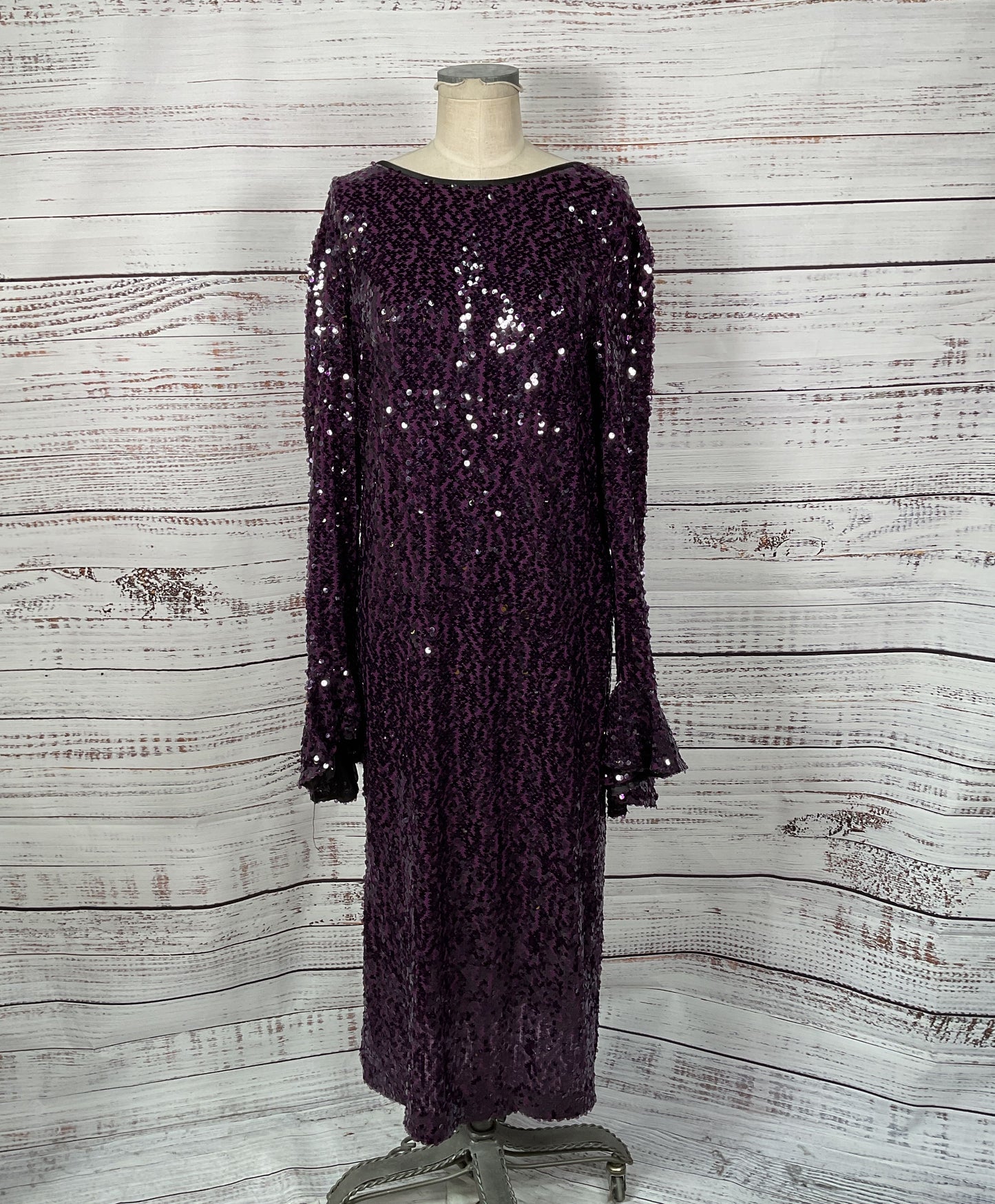 Mantu Purple Sequin Formal Dress - Size Large