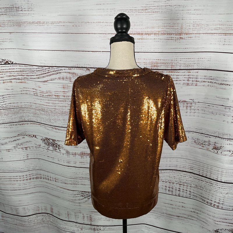 NWT Momoni Iora Bronze Sequin T-shirt - Size 0 US/38 IT MSRP $365