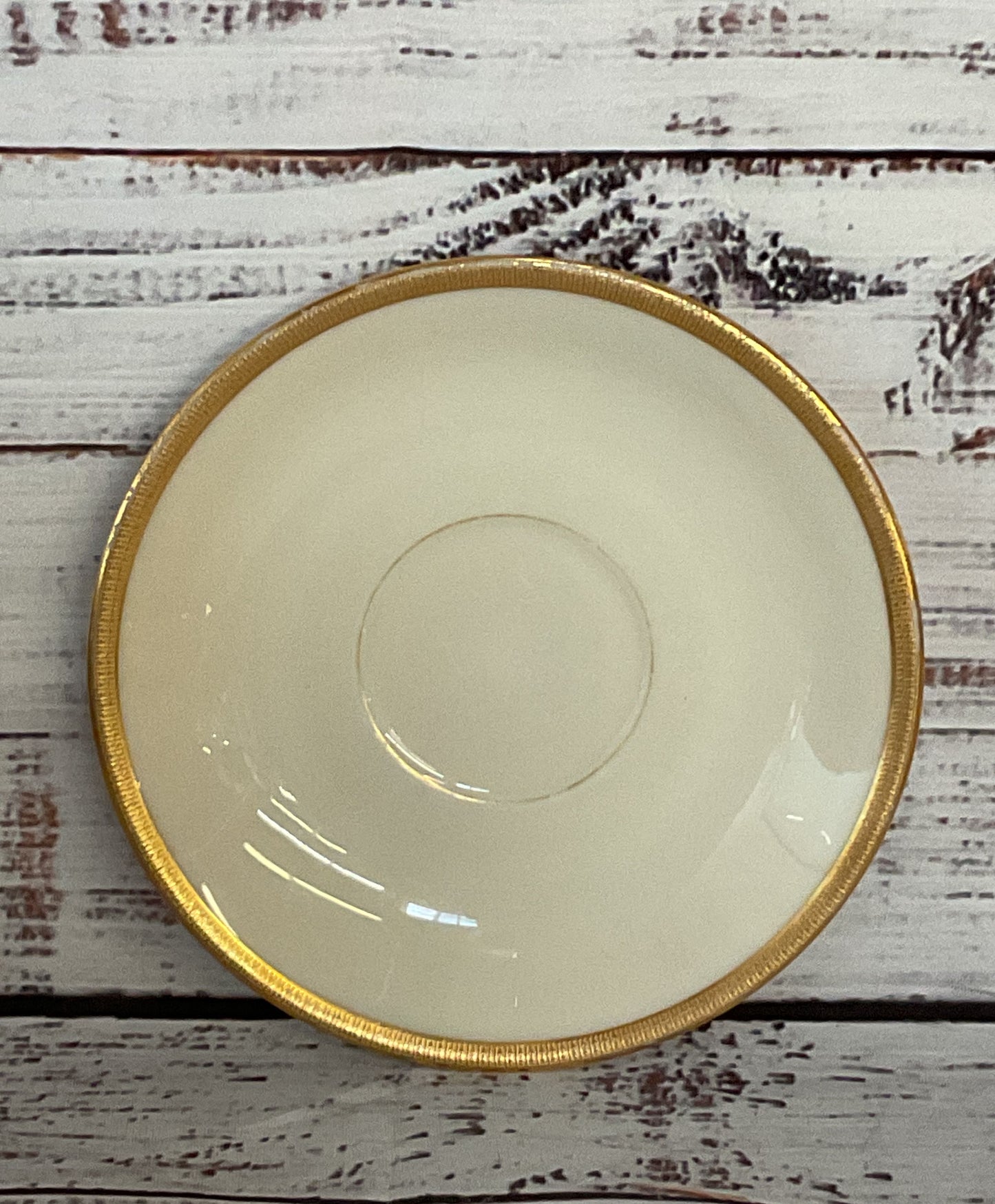 Lenox Bone China Tuxedo Saucer Plates Cream Gold