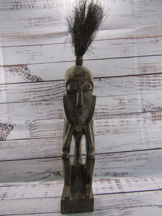 Vintage Hand Carved Wooden African Sculpture Figurine