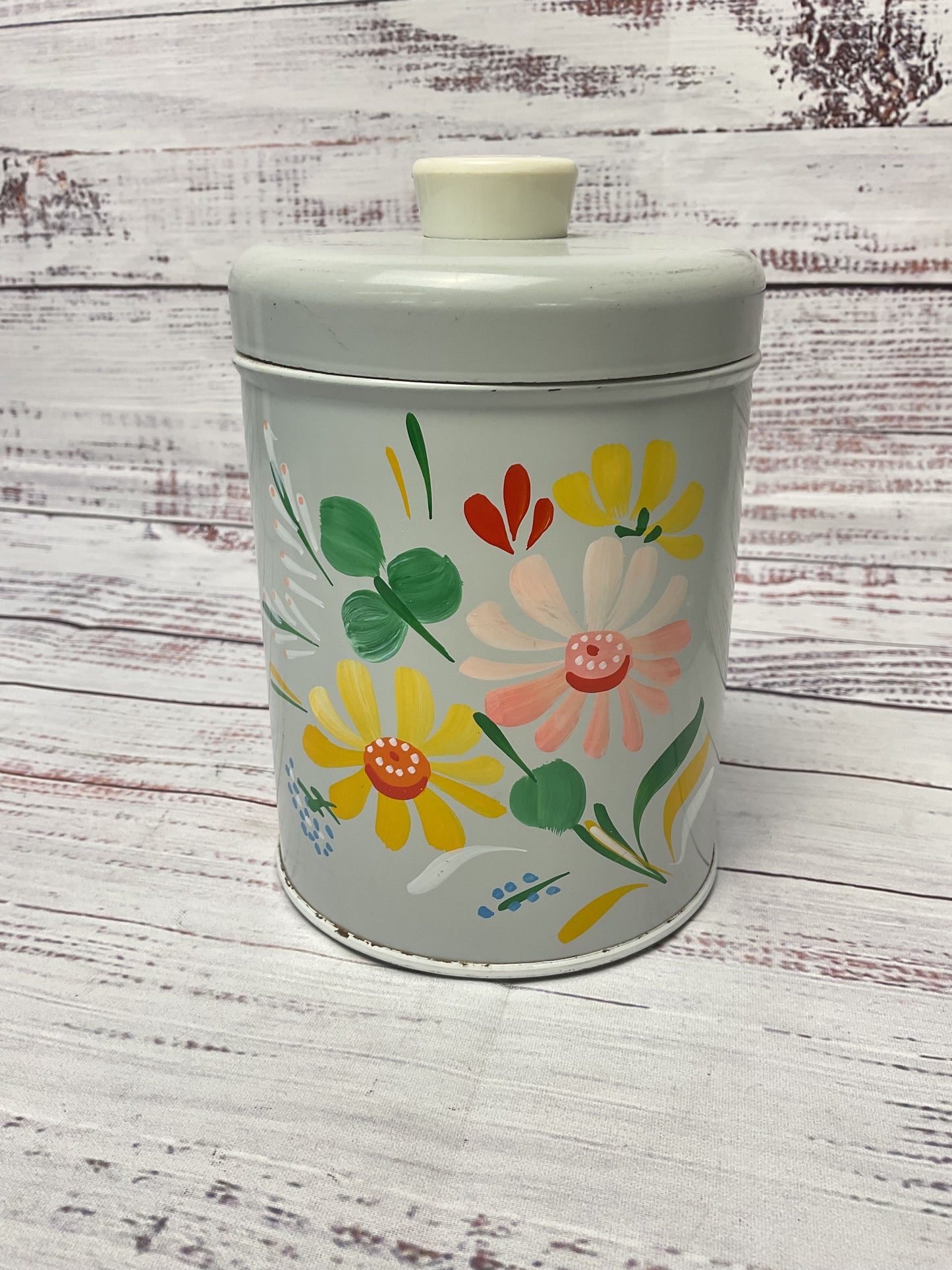 Vintage Ransburg USA Genuine Hand Painted Nesting Canister Set of 3 7",5",4"