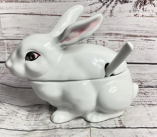 Bordallo Pinheiro Portugal Bunny Rabbit Sugar Bowl White