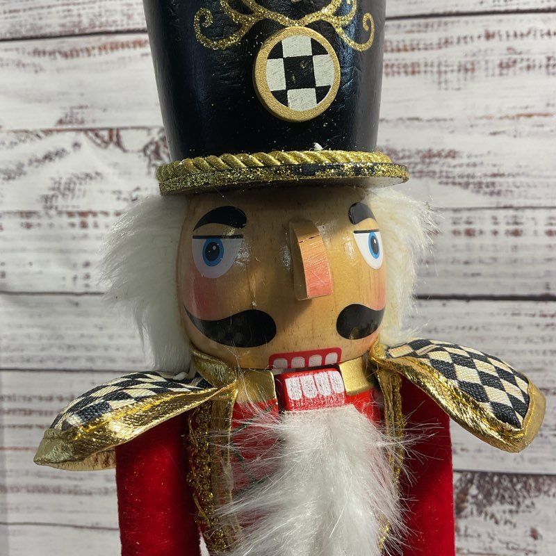 Mackenzie Childs 15" White Hair Nutcracker Christmas Holiday Decor