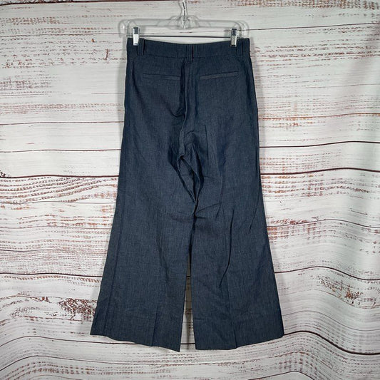 Brand New QL2 Melody Blue Cotton/Linen Blend Wide Leg Trouser Pants - Size 40