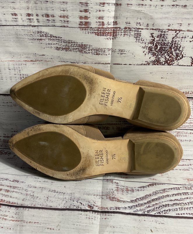 Eileen Fisher Shoes Women's Flute Pointed Toe D'Orsay Flats Brown Suede Size 7.5