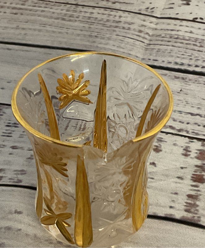 Vintage Gold Trim Tea Glasses Set of 6 Clear