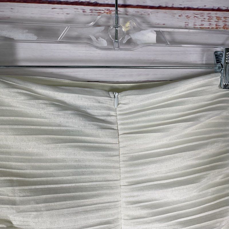Sabina Musayev White Pleated Back Zip Sand Knee Skirt - Size XS